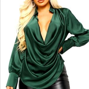 Long sleeve satin top. Excellent condition!